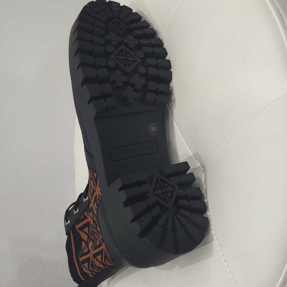 Antonio Melani 20th year anniversary combat leather hiking Lace boot lug Black 9 - Picture 6 of 6